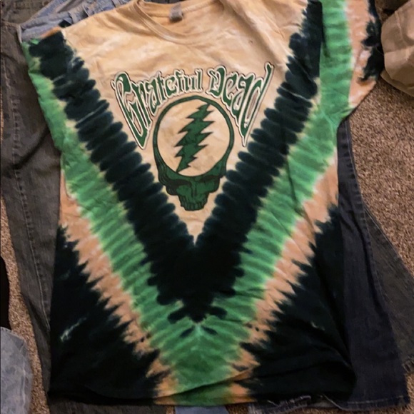 Extra large men’s Grateful Dead tie-dye green colored two-sided dope shirt - Picture 4 of 5